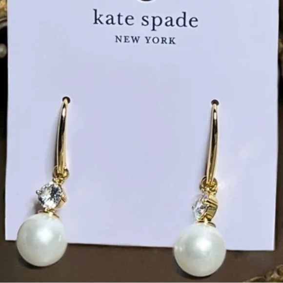 Kate Spade New York Pearls Of Wisdom - Dangle Pearl Rhinestone Drop Earrings - Picture 10 of 11